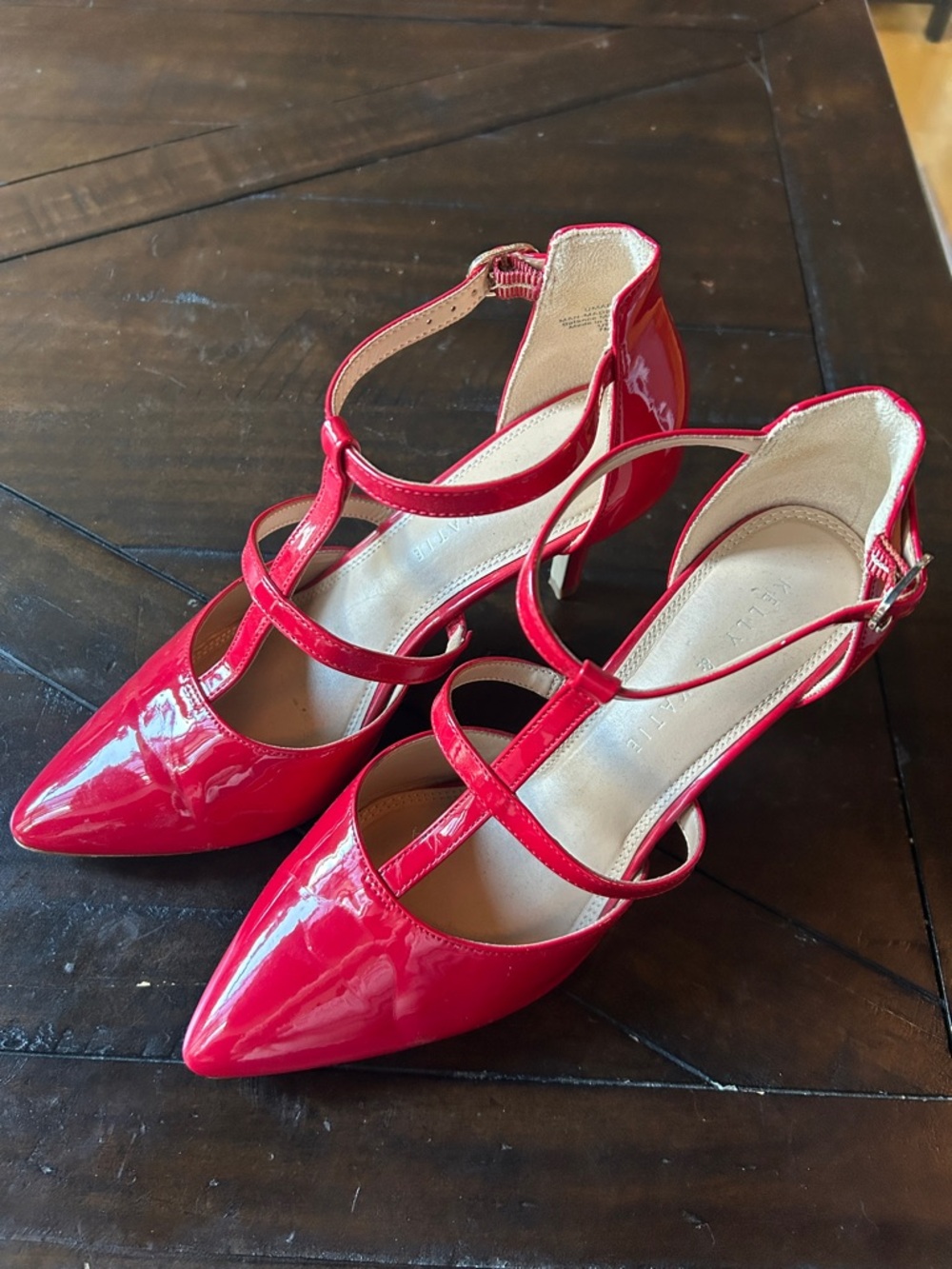 Kelly & Katie Red Patent Pointed-Toe Strappy Heels